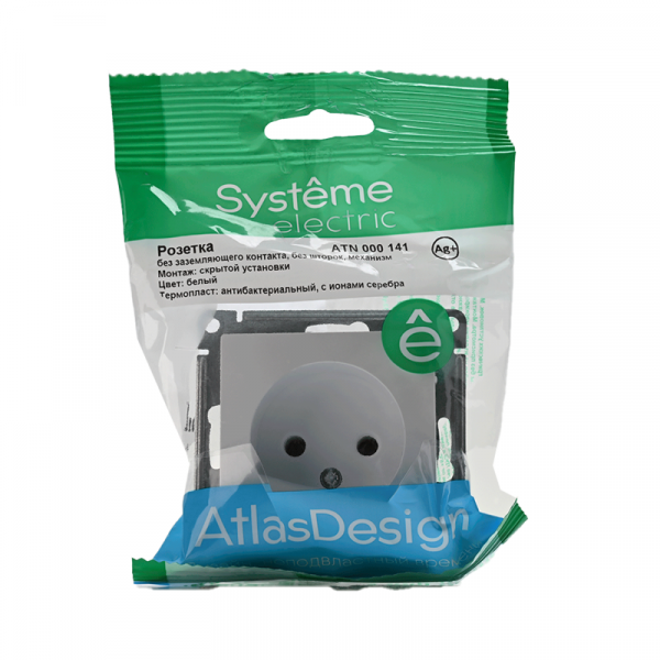 Розетка 1-м СП AtlasDesign 16А IP20 без заземл. без защ. шторок механизм бел. SE ATN000141 ТехноИмпульс
