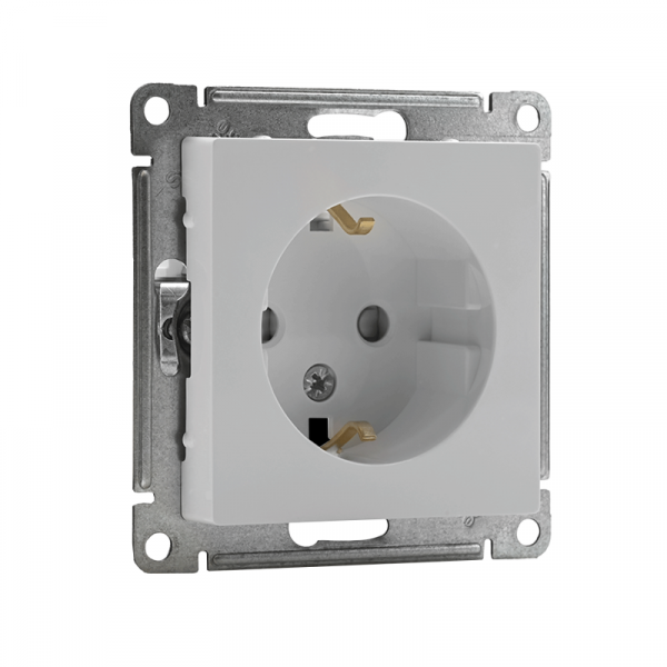 Розетка 1-м СП AtlasDesign 16А IP20 с заземл. защ. шторки механизм бел. SE ATN000145 ТехноИмпульс