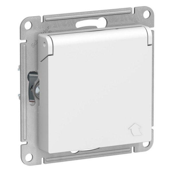 Розетка 1-м СП AtlasDesign 16А IP20 с заземл. защ. шторки с крышкой механизм бел. SE ATN000146 ТехноИмпульс