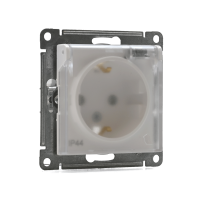 Розетка 1-м СП AtlasDesign Aqua 16А IP44 с заземл. защ. шторки с крышкой механизм бел. SE ATN440146 ТехноИмпульс