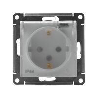 Розетка 1-м СП AtlasDesign Aqua 16А IP44 с заземл. защ. шторки с крышкой механизм бел. SE ATN440146 ТехноИмпульс