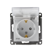 Розетка 1-м СП AtlasDesign Aqua 16А IP44 с заземл. защ. шторки с крышкой механизм бел. SE ATN440146 ТехноИмпульс