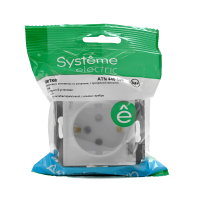 Розетка 1-м СП AtlasDesign Aqua 16А IP44 с заземл. защ. шторки с крышкой механизм бел. SE ATN440146 ТехноИмпульс