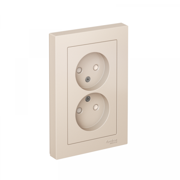 Розетка 2-м СП AtlasDesign 16А IP20 без заземл. защ. шторки в сборе беж. SE ATN000222 ТехноИмпульс