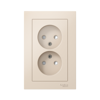 Розетка 2-м СП AtlasDesign 16А IP20 без заземл. защ. шторки в сборе беж. SE ATN000222 ТехноИмпульс