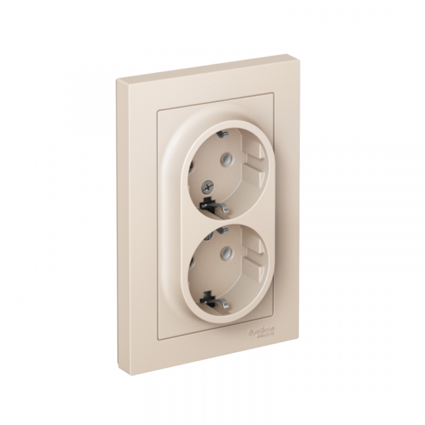 Розетка 2-м СП AtlasDesign 16А IP20 с заземл. в сборе беж. SE ATN000224 ТехноИмпульс