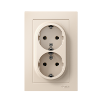 Розетка 2-м СП AtlasDesign 16А IP20 с заземл. в сборе беж. SE ATN000224 ТехноИмпульс