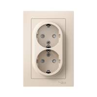 Розетка 2-м СП AtlasDesign 16А IP20 с заземл. защ. шторки в сборе беж. SE ATN000226 ТехноИмпульс