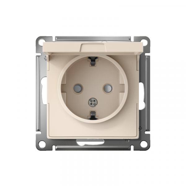 Розетка 1-м СП AtlasDesign 16А IP20 с заземл. защ. шторки с крышкой механизм беж. SE ATN000246 ТехноИмпульс