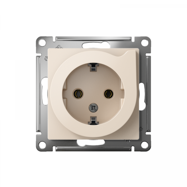 Розетка 1-м СП AtlasDesign 16А IP20 с заземл. защ. шторки с выталк. вилки механизм беж. SE ATN000247 ТехноИмпульс