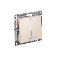 Выключатель 2-кл. СП AtlasDesign 10А IP20 (сх. 5а) 10AX с подсветкой механизм беж. SE ATN000253 ТехноИмпульс