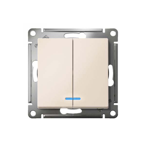 Выключатель 2-кл. СП AtlasDesign 10А IP20 (сх. 5а) 10AX с подсветкой механизм беж. SE ATN000253 ТехноИмпульс