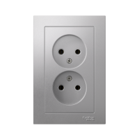 Розетка 2-м СП AtlasDesign 16А IP20 без заземл. в сборе алюм. SE ATN000320 ТехноИмпульс