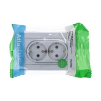 Розетка 2-м СП AtlasDesign 16А IP20 с заземл. в сборе алюм. SE ATN000324 ТехноИмпульс