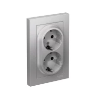 Розетка 2-м СП AtlasDesign 16А IP20 с заземл. в сборе алюм. SE ATN000324 ТехноИмпульс