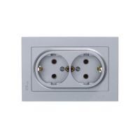 Розетка 2-м СП AtlasDesign 16А IP20 с заземл. в сборе алюм. SE ATN000324 ТехноИмпульс