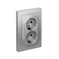 Розетка 2-м СП AtlasDesign 16А IP20 с заземл. в сборе алюм. SE ATN000324 ТехноИмпульс