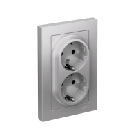 Розетка 2-м СП AtlasDesign 16А IP20 с заземл. защ. шторки в сборе алюм. SE ATN000326 ТехноИмпульс