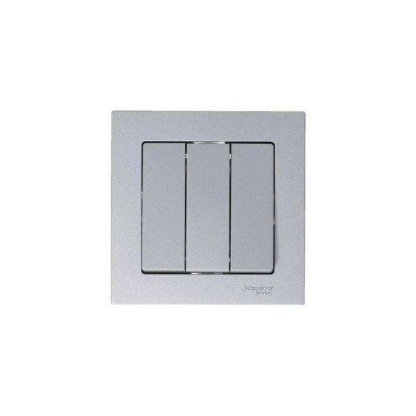Выключатель 3-кл. СП AtlasDesign 10А IP20 (сх. 1+1+1) 10AX механизм алюм. SE ATN000331 ТехноИмпульс