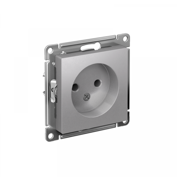 Розетка 1-м СП AtlasDesign 16А IP20 без заземл. без защ. шторок механизм алюм. SE ATN000341 ТехноИмпульс