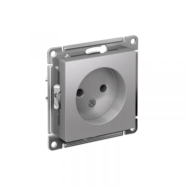 Розетка 1-м СП AtlasDesign 16А IP20 без заземл. без защ. шторок механизм алюм. SE ATN000341 ТехноИмпульс