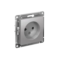 Розетка 1-м СП AtlasDesign 16А IP20 без заземл. без защ. шторок механизм алюм. SE ATN000341 ТехноИмпульс