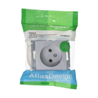 Розетка 1-м СП AtlasDesign 16А IP20 без заземл. без защ. шторок механизм алюм. SE ATN000341 ТехноИмпульс