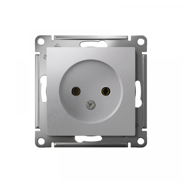 Розетка 1-м СП AtlasDesign 16А IP20 без заземл. без защ. шторок механизм алюм. SE ATN000341 ТехноИмпульс