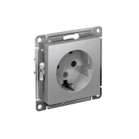 Розетка 1-м СП AtlasDesign 16А IP20 с заземл. защ. шторки механизм алюм. SE ATN000345 ТехноИмпульс
