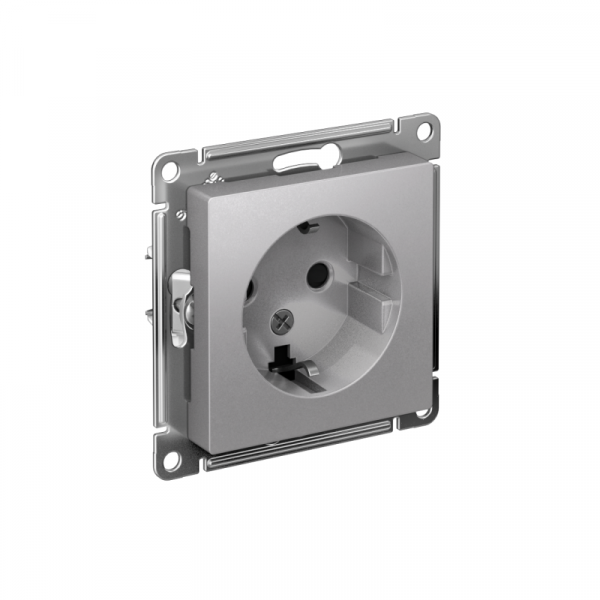 Розетка 1-м СП AtlasDesign 16А IP20 с заземл. защ. шторки механизм алюм. SE ATN000345 ТехноИмпульс