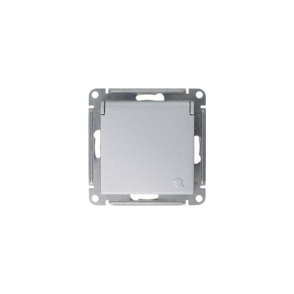 Розетка 1-м СП AtlasDesign 16А IP20 с заземл. защ. шторки с крышкой механизм алюм. SE ATN000346 ТехноИмпульс