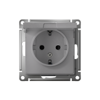 Розетка 1-м СП AtlasDesign 16А IP20 с заземл. защ. шторки с крышкой механизм алюм. SE ATN000346 ТехноИмпульс