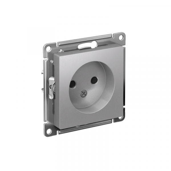 Розетка 1-м СП AtlasDesign 16А IP20 без заземл. защ. шторки механизм алюм. SE ATN000349 ТехноИмпульс