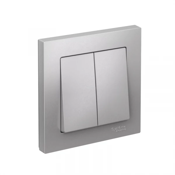 Выключатель 2-кл. СП AtlasDesign 10А IP20 (сх. 5) 10AX в сборе алюм. SE ATN000352 ТехноИмпульс