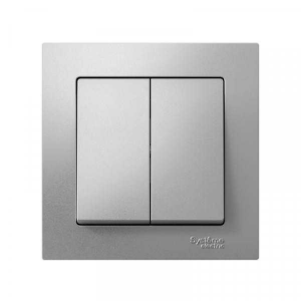 Выключатель 2-кл. СП AtlasDesign 10А IP20 (сх. 5) 10AX в сборе алюм. SE ATN000352 ТехноИмпульс