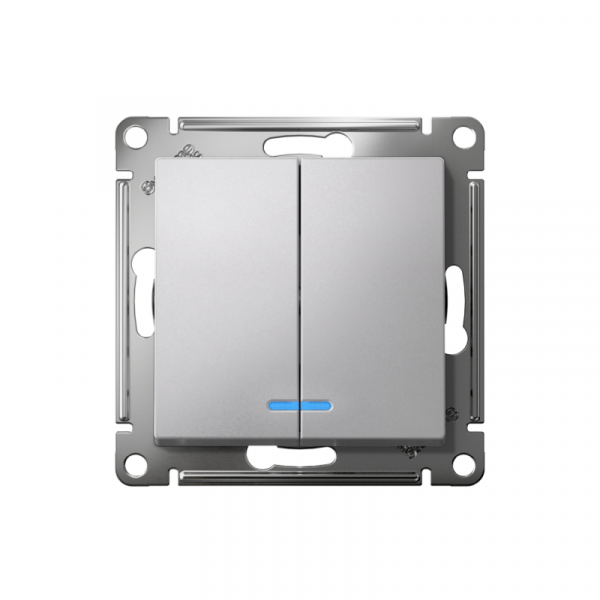 Выключатель 2-кл. СП AtlasDesign 10А IP20 (сх. 5а) 10AX с подсветкой механизм алюм. SE ATN000353 ТехноИмпульс