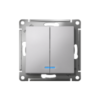 Выключатель 2-кл. СП AtlasDesign 10А IP20 (сх. 5а) 10AX с подсветкой механизм алюм. SE ATN000353 ТехноИмпульс