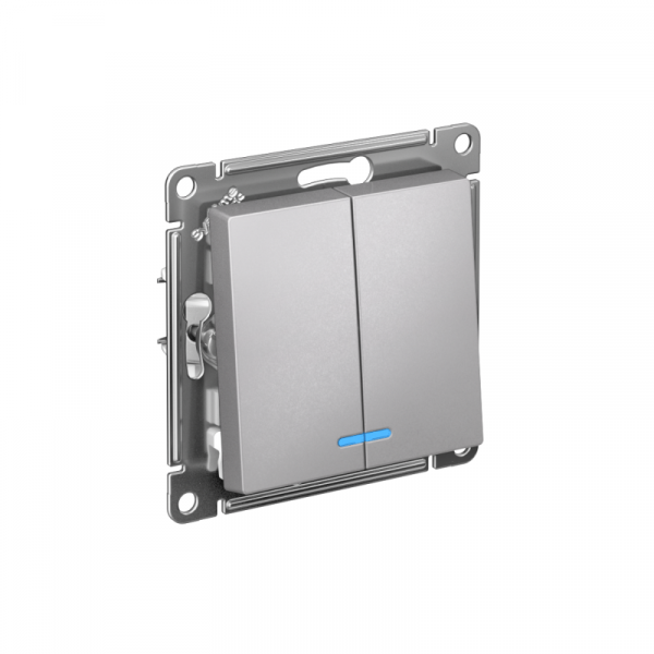 Выключатель 2-кл. СП AtlasDesign 10А IP20 (сх. 5а) 10AX с подсветкой механизм алюм. SE ATN000353 ТехноИмпульс