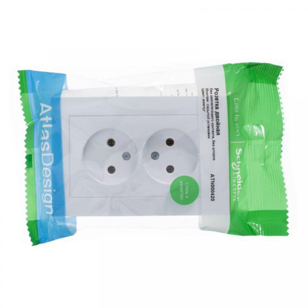 Розетка 2-м СП AtlasDesign 16А IP20 без заземл. в сборе жемчуж. SE ATN000420 ТехноИмпульс