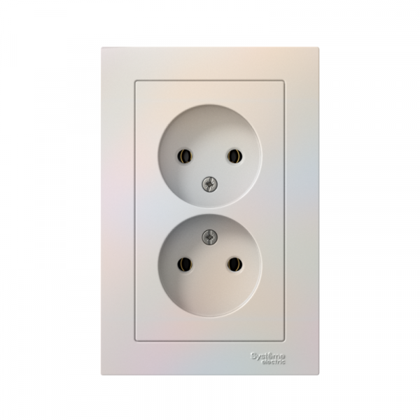 Розетка 2-м СП AtlasDesign 16А IP20 без заземл. в сборе жемчуж. SE ATN000420 ТехноИмпульс