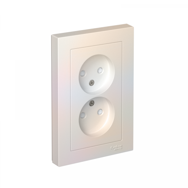 Розетка 2-м СП AtlasDesign 16А IP20 без заземл. защ. шторки в сборе жемчуж. SE ATN000422 ТехноИмпульс