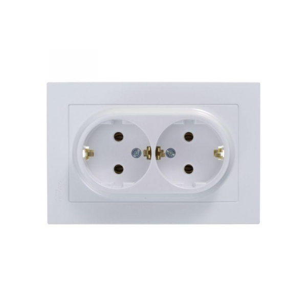 Розетка 2-м СП AtlasDesign 16А IP20 с заземл. в сборе жемчуж. SE ATN000424 ТехноИмпульс
