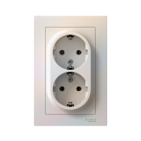 Розетка 2-м СП AtlasDesign 16А IP20 с заземл. в сборе жемчуж. SE ATN000424 ТехноИмпульс