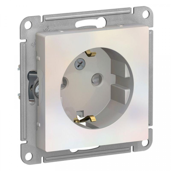 Розетка 1-м СП AtlasDesign 16А IP20 с заземл. защ. шторки механизм жемчуж. SE ATN000445 ТехноИмпульс