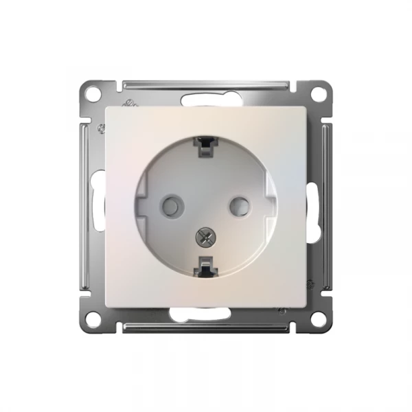 Розетка 1-м СП AtlasDesign 16А IP20 с заземл. защ. шторки механизм жемчуж. SE ATN000445 ТехноИмпульс