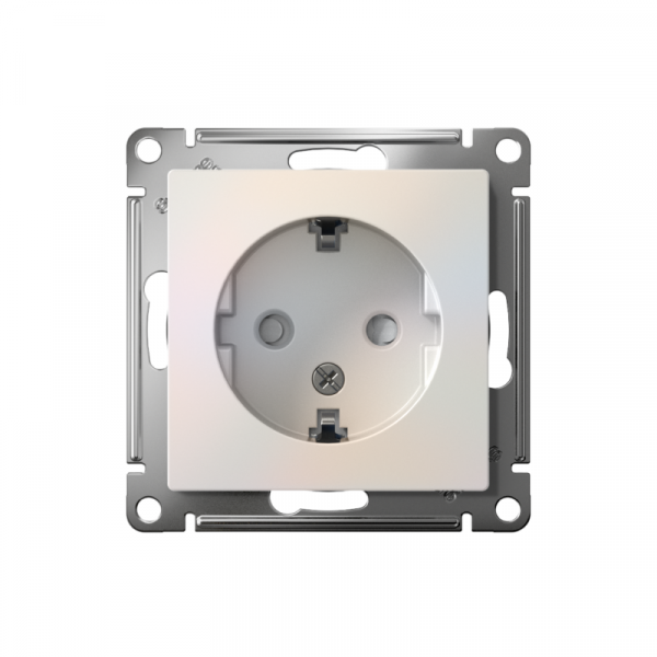 Розетка 1-м СП AtlasDesign 16А IP20 с заземл. защ. шторки механизм жемчуж. SE ATN000445 ТехноИмпульс