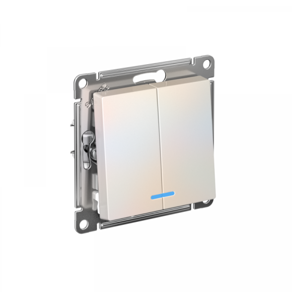 Выключатель 2-кл. СП AtlasDesign 10А IP20 (сх. 5а) 10AX с подсветкой механизм жемчуж. SE ATN000453 ТехноИмпульс