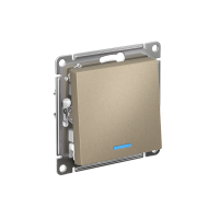 Выключатель 1-кл. СП AtlasDesign 10А IP20 (сх. 1а) 10AX с подсветкой механизм шампань SE ATN000513 ТехноИмпульс