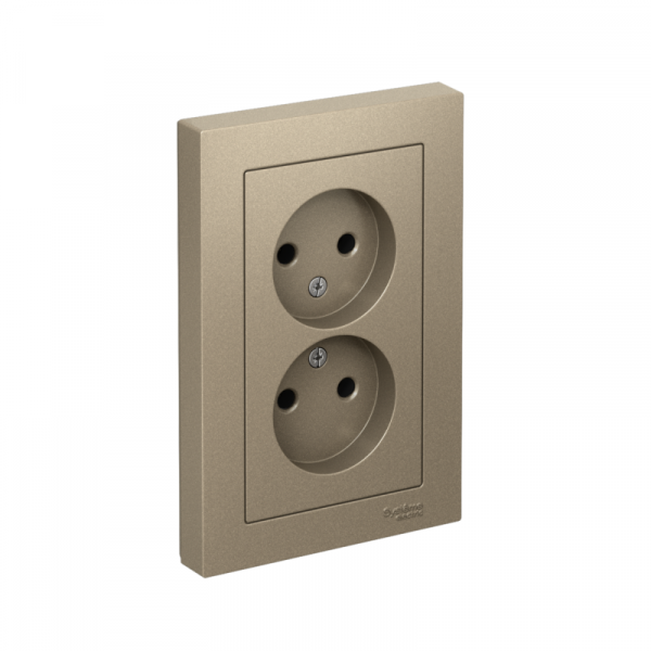 Розетка 2-м СП AtlasDesign 16А IP20 без заземл. в сборе шампань SE ATN000520 ТехноИмпульс