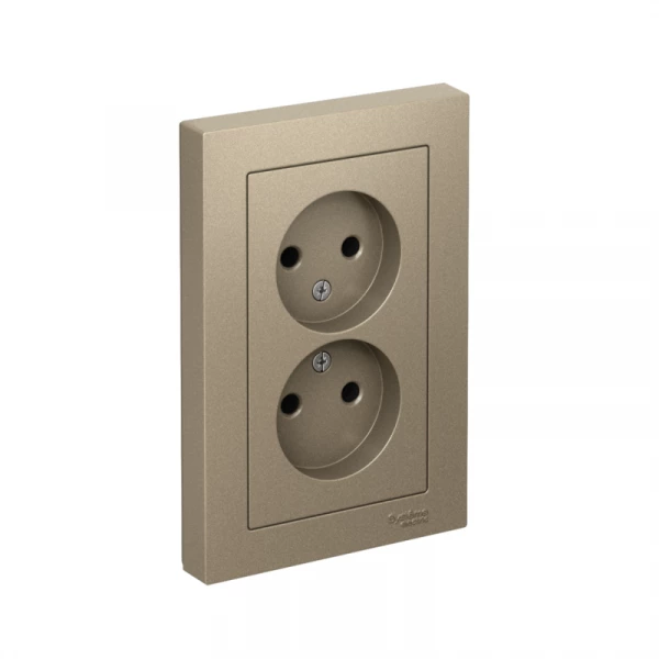 Розетка 2-м СП AtlasDesign 16А IP20 без заземл. в сборе шампань SE ATN000520 ТехноИмпульс